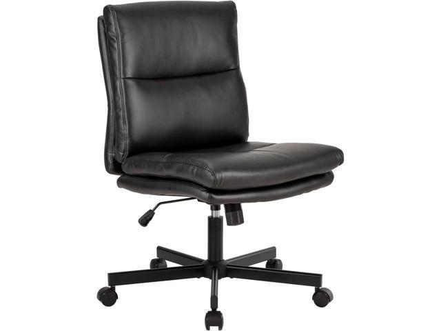 LUCKWIND Armless Office Desk Chair with Wheels, Mid-Back Criss Cross Swivel Task Chair, Height Adjustable Cushioned Vanity Chair, Double Padded...