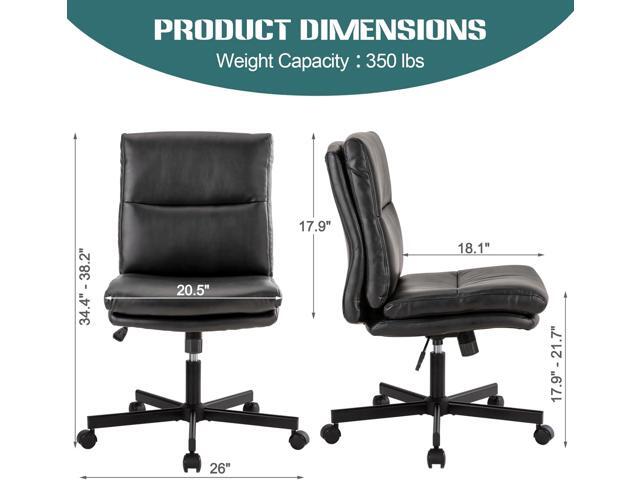 LUCKWIND Armless Office Desk Chair with Wheels, Mid-Back Criss Cross Swivel Task Chair, Height Adjustable Cushioned Vanity Chair, Double Padded...