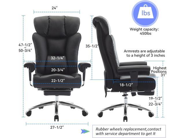Efomao Big Tall Ergonomic Office Chair 450LBS with Foot Rest, High Back PU Leather Executive Chair with Adjustable Padded Armrests, Lumbar Support...