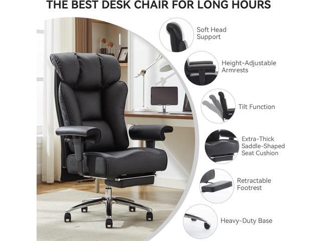 Efomao Big Tall Ergonomic Office Chair 450LBS with Foot Rest, High Back PU Leather Executive Chair with Adjustable Padded Armrests, Lumbar Support...