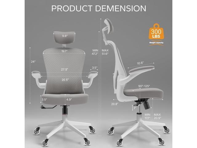 Drafting Chair, Ergonomic Tall Office Chairs for Standing Desk, Home Office Desk Chair with Lumbar Support and Adjustable Flip-up Armrests &...