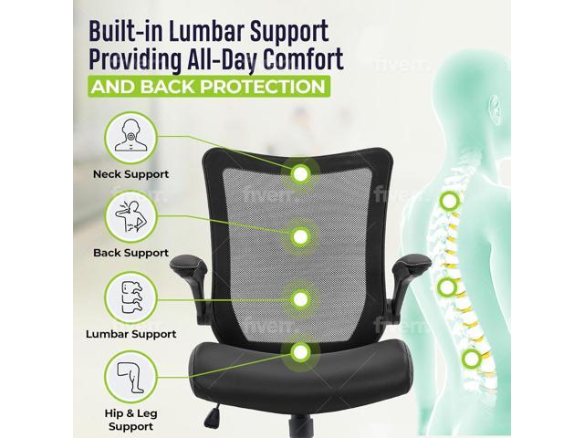 OfficeFactor Drafting Chair Tall Office Chair, 300 lb Capacity Standing Desk Chair, Adjustable & Ergonomic Desk Chair, Flip-Up Armrests, Mesh Back,...