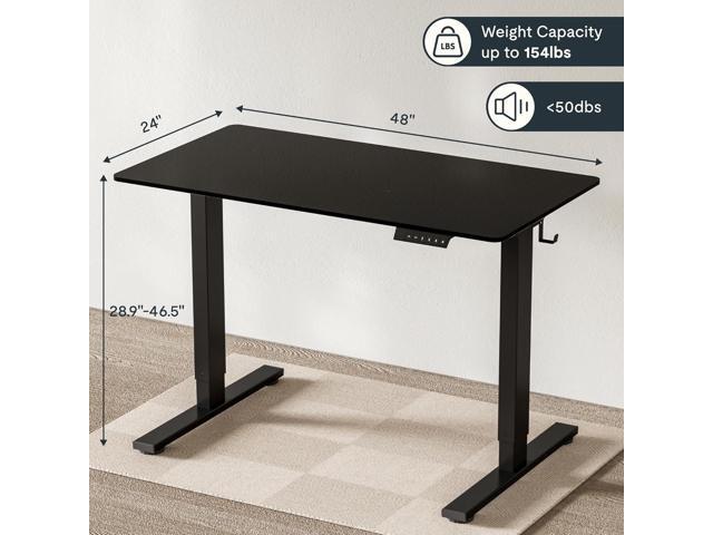 FLEXISPOT EN1 Whole-Piece Standing Desk 48 x 24 Inches Electric Height Adjustable Desk Sit Stand Desk Home Office Desks (Black Frame + Black Table...