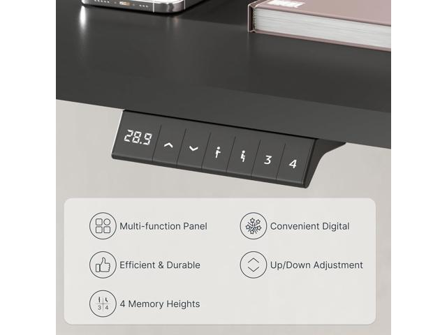 FLEXISPOT EN1 Whole-Piece Standing Desk 48 x 24 Inches Electric Height Adjustable Desk Sit Stand Desk Home Office Desks (Black Frame + Black Table...