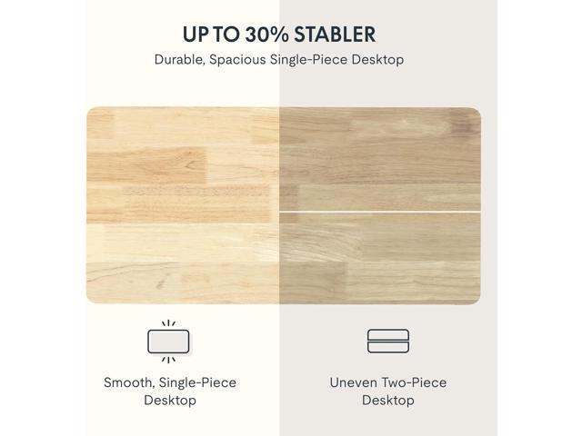 FLEXISPOT EN1 One-Piece Solid Wooden Standing Desk 48 x 24 Inches Height Adjustable Electric Sit Stand Home Office Desks (White Frame + Rubber Wood...