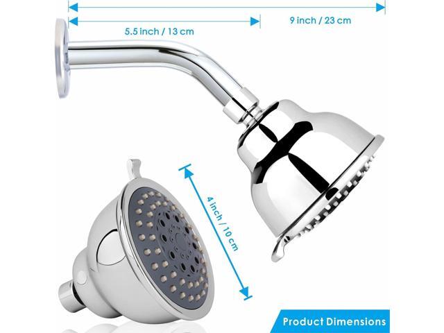 Voolan High Pressure Shower Head with Shower Arm - 5 Function Rain Shower Head - Comfortable Shower Experience Even at Low Water Flow - Chrome