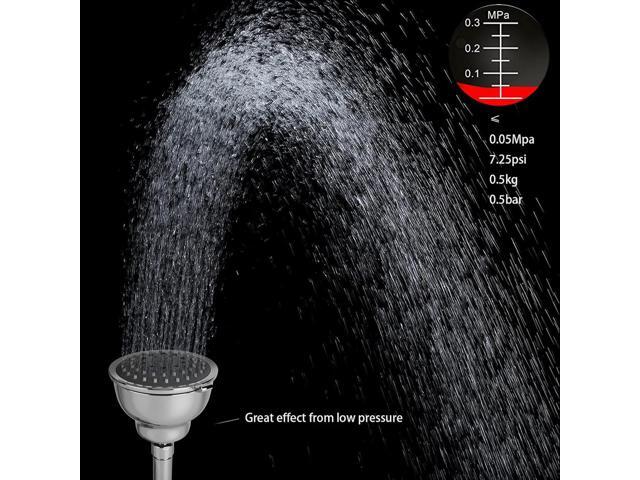 Voolan High Pressure Shower Head with Shower Arm - 5 Function Rain Shower Head - Comfortable Shower Experience Even at Low Water Flow - Chrome