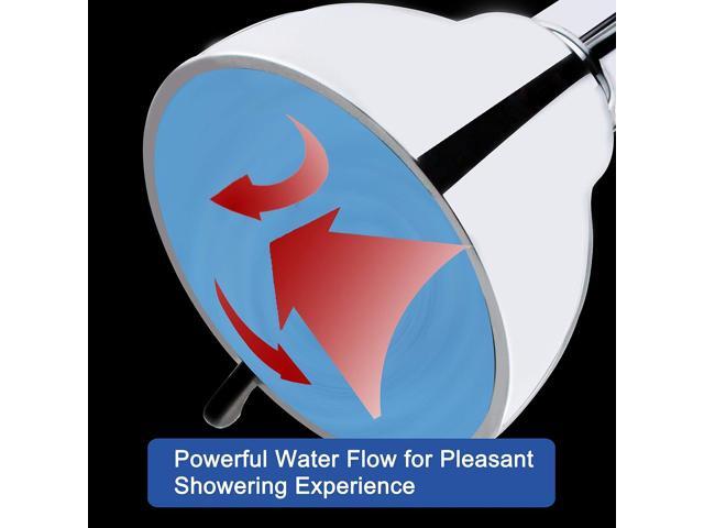 YOO. MEE High Pressure Fixed Shower Head - Strong Powerful Pressure Boosting against Low Flow Showers- 3 Function Wall Mount Rain Shower - Removable...