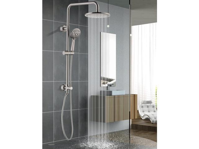 BRIGHT SHOWERS Rain System Including 9 Inch Rainfall shower head and Handheld with Height Adjustable Holder, Solid Brass Rail and 60 Inch Long...