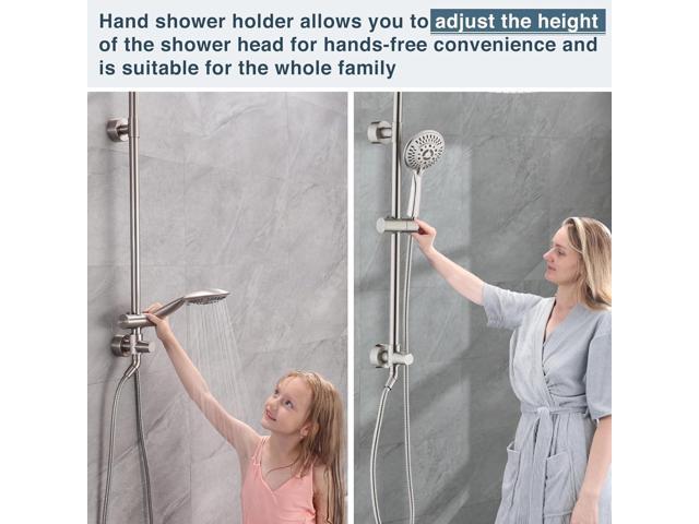 BRIGHT SHOWERS Rain System Including 9 Inch Rainfall shower head and Handheld with Height Adjustable Holder, Solid Brass Rail and 60 Inch Long...