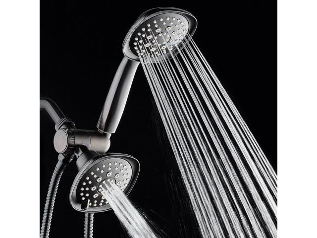 AquaDance Luxury Square 48-setting High-Pressure Dual Head/Handheld Shower Spa Combo. Extra-Long 72' Stainless Steel Hose, 3-way Flow Diverter,...