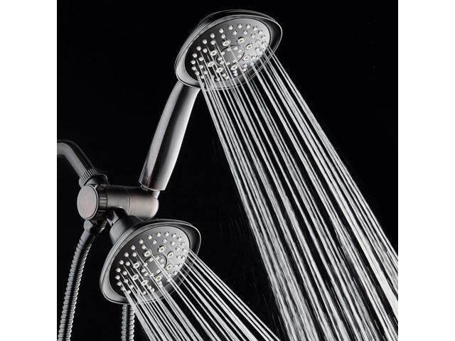 AquaDance Luxury Square 48-setting High-Pressure Dual Head/Handheld Shower Spa Combo. Extra-Long 72' Stainless Steel Hose, 3-way Flow Diverter,...