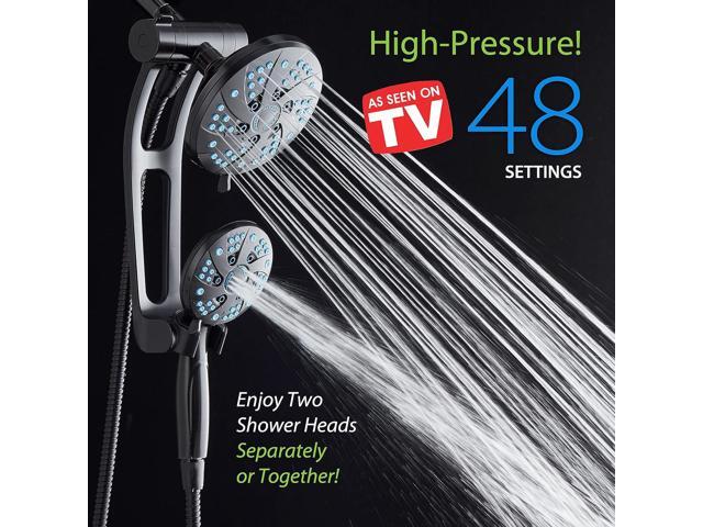 Hotel Spa AquaCare Spa Station High Pressure 48-mode Rain & Handheld 3-way Shower Head Combo with Adjustable Arm - Anti-clog Nozzles, Extra-long 6...