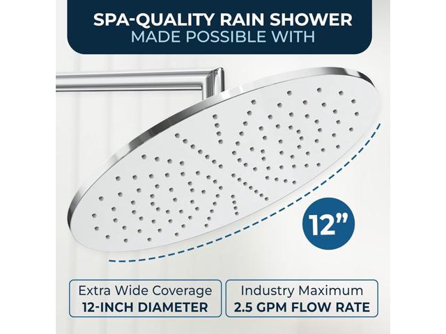 HammerHead Showers ALL METAL 12 Inch Rainfall Shower Head, Large Rain Shower Head, 2.5 GPM High Flow Shower Head Optimized for Pressure,...