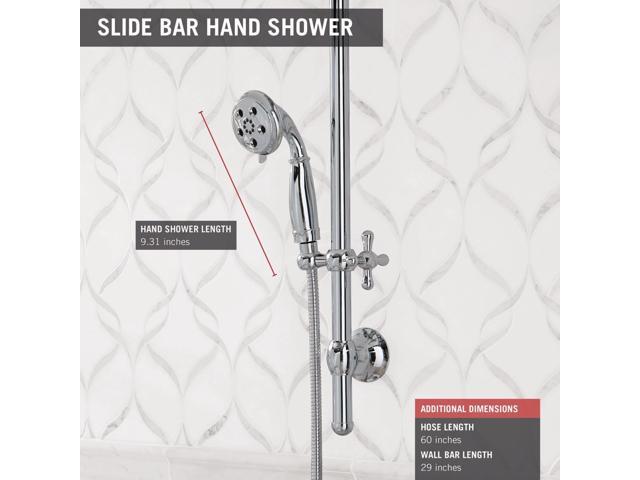 Delta Faucet 3-Spray H2Okinetic Slide Bar Hand Held Shower with Hose, Chrome 51308