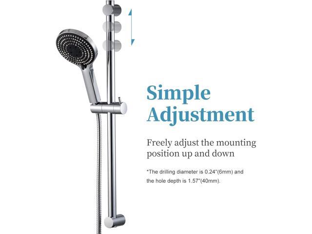 OFFO Shower Slide Bar Combo, Adjustable 27-inch Slide Bar with 6-Mode High Pressure Handheld Shower Head and 60-inch Stainless Steel Hose, Screw...