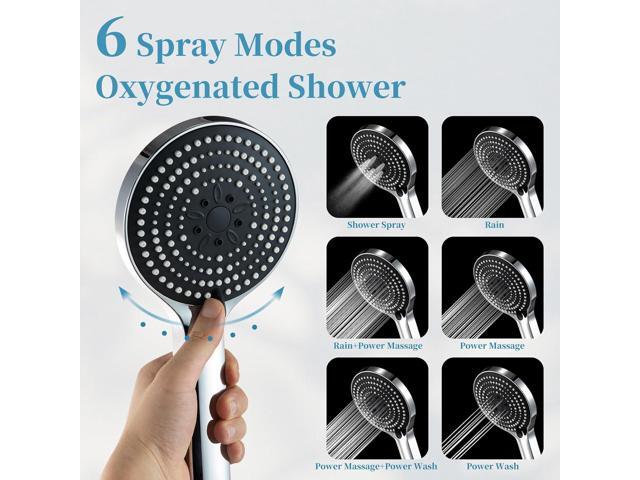 OFFO Shower Slide Bar Combo, Adjustable 27-inch Slide Bar with 6-Mode High Pressure Handheld Shower Head and 60-inch Stainless Steel Hose, Screw...