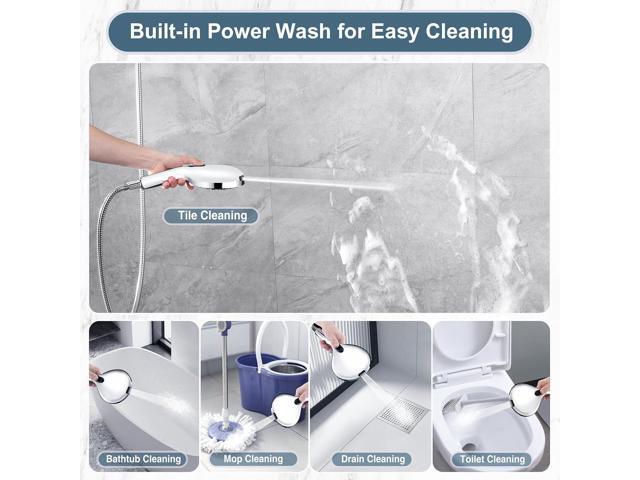 BRIGHT SHOWERS High Pressure Shower Head with Handheld, 9 Spray Settings Showerhead Built in Power Wash to Clean Tub and Pets, Extra Long 69' Hose,...