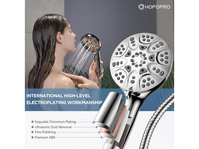 6-Mode High Pressure Handheld Shower Head Set, Consumer Reports Recommended HOPOPRO High Flow Hand Held Showerhead with 59 Inch Hose Bracket Teflon...