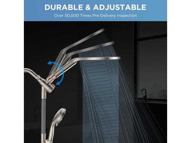 Dual Handheld Shower Head Combo, 2-in-1 Rain Shower Heads System 8 Inch Rainfall Shower Head and 10 Modes High Pressure Hand Held Showerhead with...