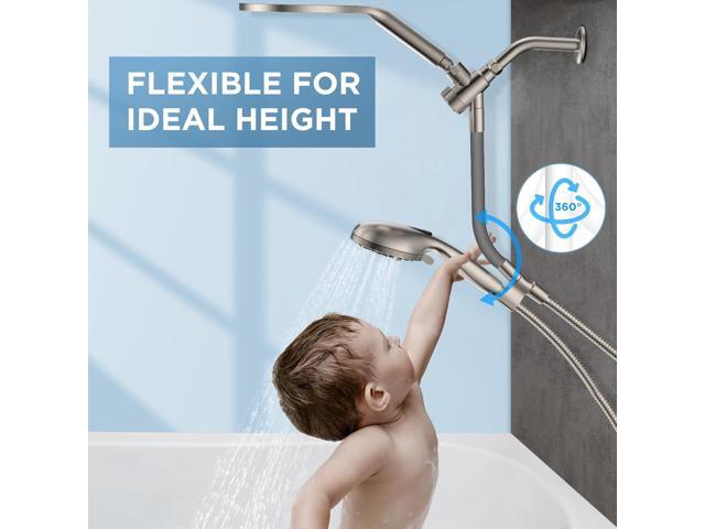 Dual Handheld Shower Head Combo, 2-in-1 Rain Shower Heads System 8 Inch Rainfall Shower Head and 10 Modes High Pressure Hand Held Showerhead with...
