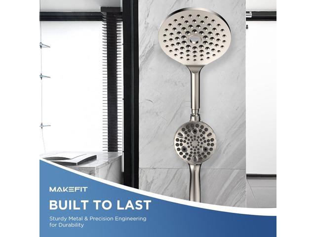 Dual Handheld Shower Head Combo, 2-in-1 Rain Shower Heads System 8 Inch Rainfall Shower Head and 10 Modes High Pressure Hand Held Showerhead with...