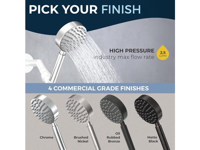HammerHead Showers ALL METAL Hand Held Shower Head - CHROME - 2.5 GPM High Pressure Shower Heads 4 Inch Spray Wand, No Flow Restrictor Made from...