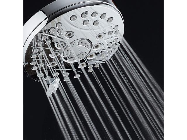 High Pressure 6-setting Luxury Rain Shower Head Extra Large Face Anti Clog Jets Solid Brass Connection Ball Joint Angle Adjustable All Chrome...