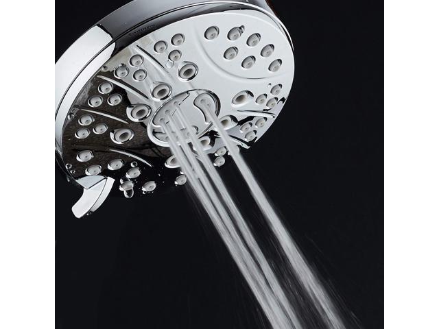 High Pressure 6-setting Luxury Rain Shower Head Extra Large Face Anti Clog Jets Solid Brass Connection Ball Joint Angle Adjustable All Chrome...