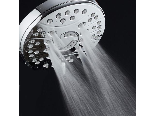 High Pressure 6-setting Luxury Rain Shower Head Extra Large Face Anti Clog Jets Solid Brass Connection Ball Joint Angle Adjustable All Chrome...
