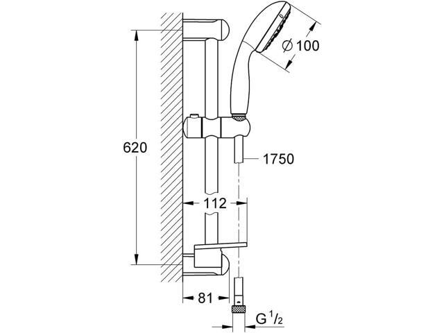 Grohe 28436002 Tempesta Classic 2.5 GPM 24' 4-Spray Shower Rail Set, Starlight Chrome