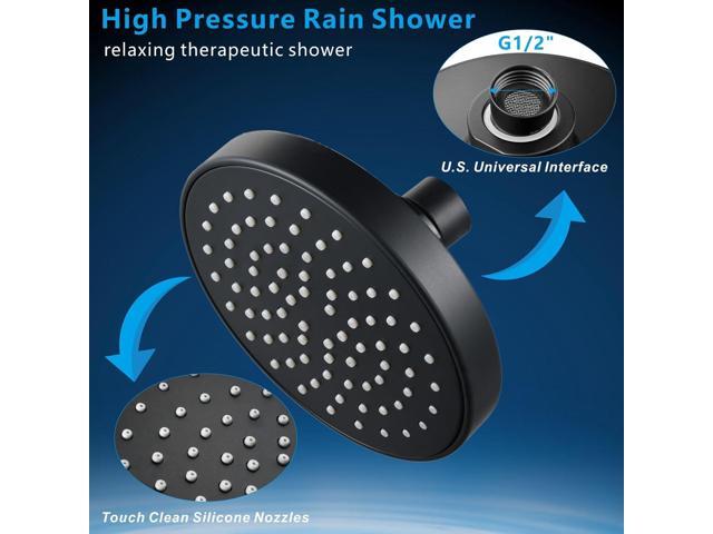 High Pressure Shower Head - 4.7 Powerful Bathroom Pressure Boosting Rain Showerhead - Perfect Universal Replacement for Rainfall Shower Heads (2...