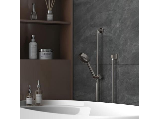 Wall Mounted Supply Elbow, Wall Elbow for Hand Shower, Solid Brass Square Wall Supply Elbow, Check Valve Included (Square, Brushed Nickel)