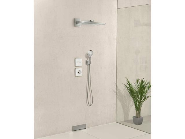 Wall Supply Elbow with Hand Shower Holder, Keymark Brass Square 1/2Shower Hose Connector, Wall Mount Drop Ell Union Water Outlet, Brushed Nickel