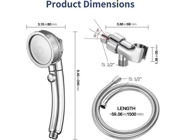 HANLIAN High Pressure Shower Head with Pause Function, 3 Spray Settings Handheld Shower Head with On Off Switch, Watersaving Detachable Showerhead...