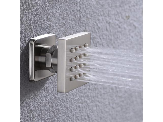 Solid Brass Body Spray Shower Jet Adjustable Massage Spa Side Sprayer Wall Mounted Shower Set, Square Brushed Nickel Finish