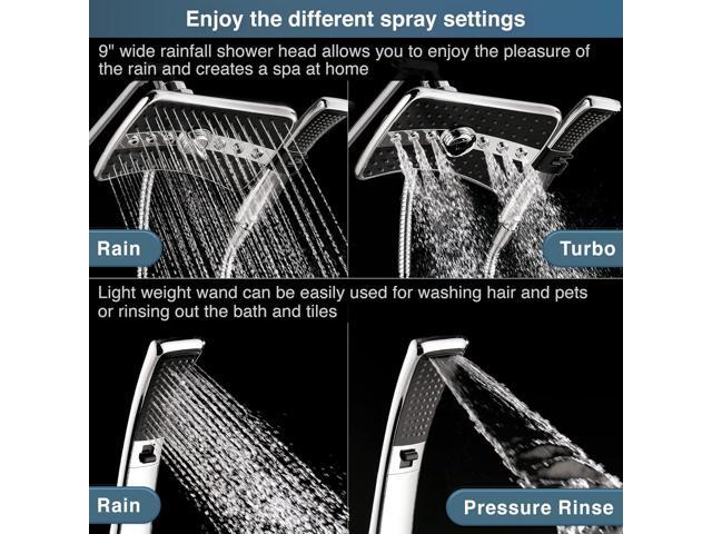 BRIGHT SHOWERS Dual Shower Head Combo Set, Handheld Showerhead Rainfall Shower Head Combo with Black Face, 60 Inch Long Stainless Steel Shower...