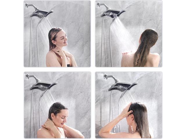 BRIGHT SHOWERS Dual Shower Head Combo Set, Handheld Showerhead Rainfall Shower Head Combo with Black Face, 60 Inch Long Stainless Steel Shower...