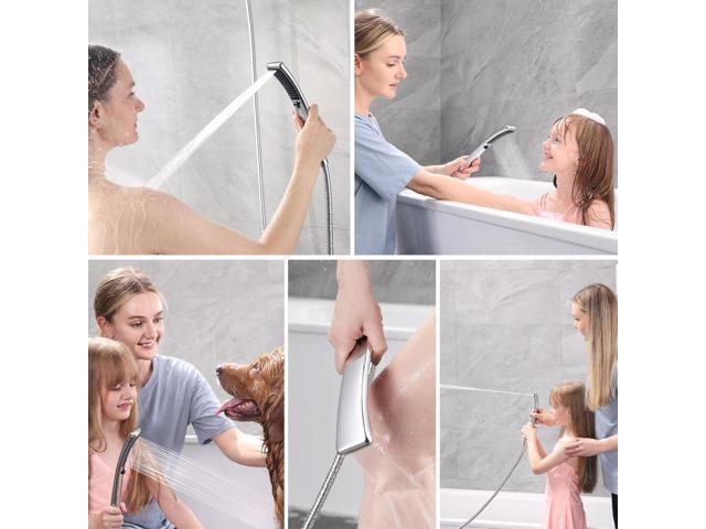 BRIGHT SHOWERS Dual Shower Head Combo Set, Handheld Showerhead Rainfall Shower Head Combo with Black Face, 60 Inch Long Stainless Steel Shower...