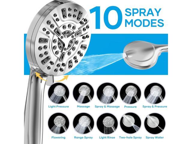 Shower Head with Handheld Spray Combo,High Pressure Dual Double Rain Shower Head with Handheld 10-Mode 78' Hose Chrome