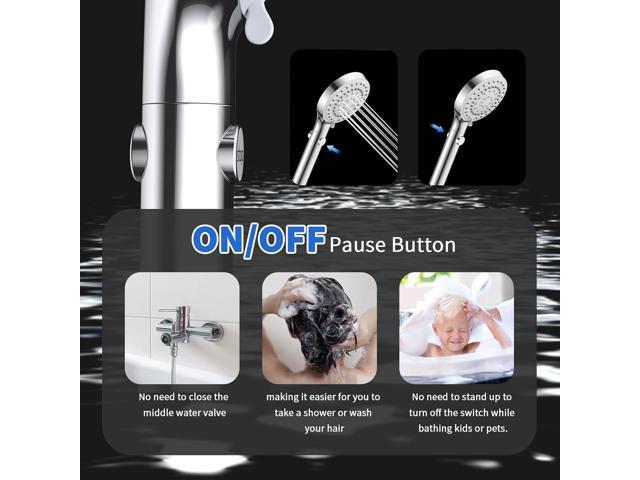 Shower Head with Handheld, High Pressure Handheld Shower Head with 80' Extra Long Stainless Steel Hose & Adjustable Bracket, Showerhead with ON/OFF...