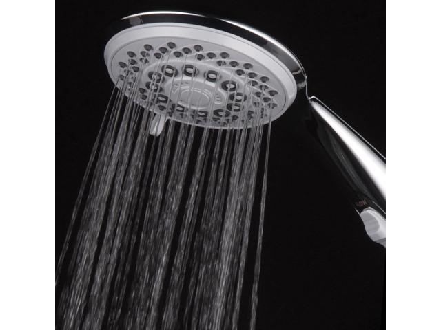 Hotel Spa High-Pressure 7-Setting Handheld Shower Head with 4-inch Face, Patented Water-Saving ON/OFF Pause Switch, Angle-Adjustable, Easy...