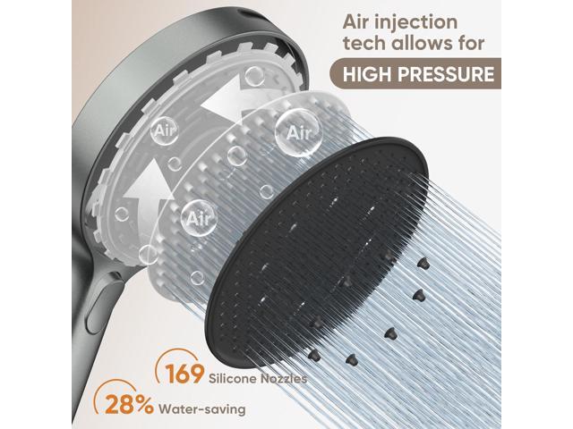 LEIVI High Pressure Shower Head, 4-mode Handheld Showerheads with 70 Inch Stainless Steel Hose, Built-in Power Wash to Clean Tub, Tile & Pets,...