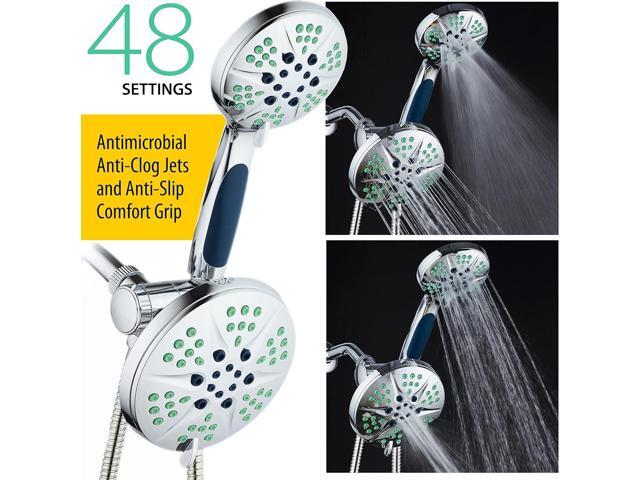 Hotel Spa NOTILUS High Pressure Luxury 3-in-1 Rain Shower Spa Combo, 2-Zone Anti-Clog Nozzles- 6 Settings, 6'', Anti-Slip Grip, Metal Fittings,...
