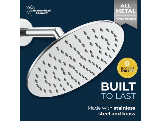 HammerHead Showers ALL METAL 8 Inch Rainfall Shower Head CHROME - Shower Head Rainfall - 2.5 GPM High Flow Shower Head Optimized for Pressure ...