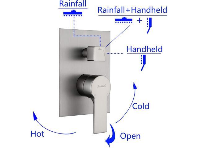 SHAMANDA Rainfall Shower System, Bathroom Luxury 10-Inch Rain Shower Head and Handheld Shower Faucet Combo Set Brushed Nickel(Including Rough-In...