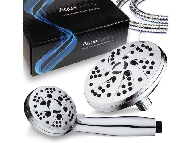 AquaDance 6-inch High Pressure 3-way Rainfall Shower Combo - Premium 6-Setting Rain Showerhead and 6-setting Hand Held Shower Chrome Finish