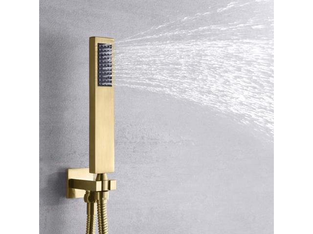 sumerain Rain Shower System Brushed Brass Dual Functions Shower Faucet Complete Set Including 8' Shower Head, Rough-In Valve Body and Trim