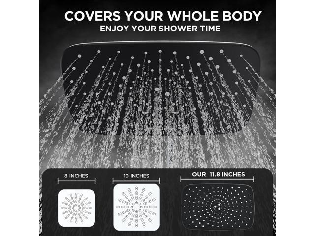 Veken [1.8gpm Eco-Flow] 11.8 Inch Rain Shower Head with 6 Modes Handheld Water Spray,Wide Showerhead Combo with Extension Arm-housewarming gifts,...