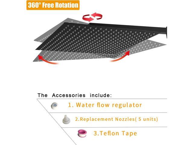 BESy 16 Inch Rain Shower Head, 16' Square Rainfall & High Pressure Stainless Steel Bath Showerhead, 1/16' Ultra Thin, Waterfall Full Body Coverage...